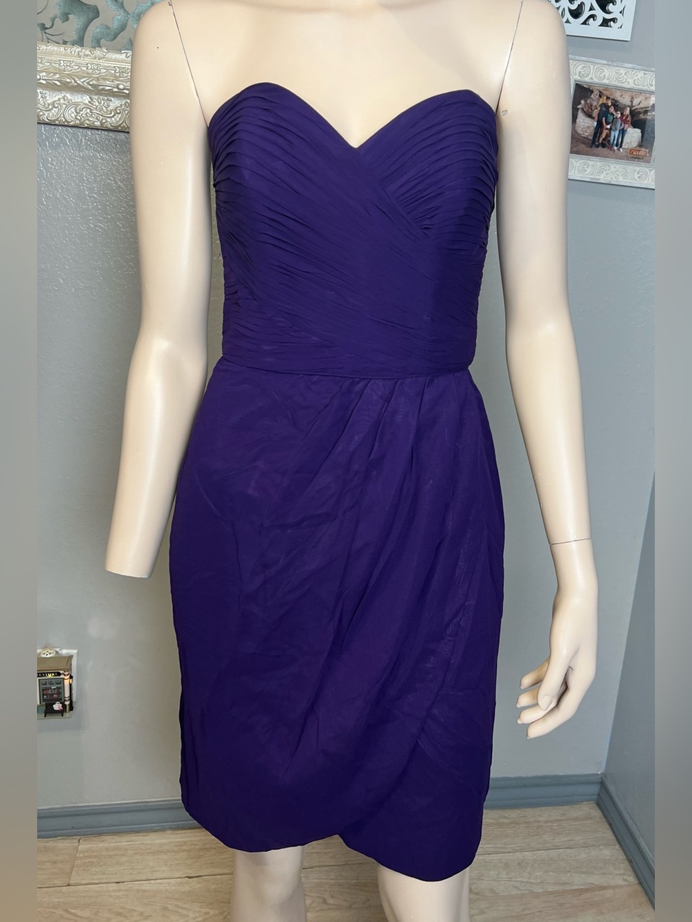 Lillie Rubin Strapless Ruched Sweetheart Dress in Deep Purple